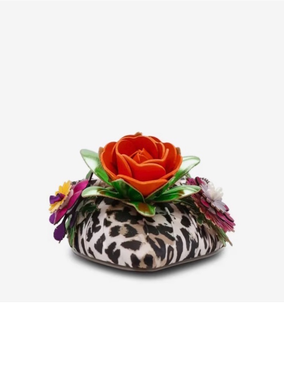 Betsey Johnson Black & White Animal Print Pointed Toe Floral Mules tag on shoe - Picture 11 of 12